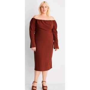Future Collective Off the Shoulder Long Sleeve Midi dress Rust Size 17